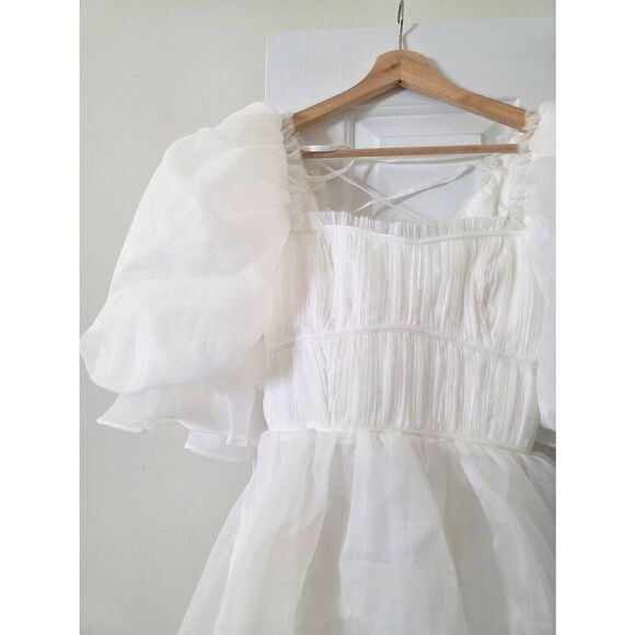 AJE ASTRID TIE BACK MINI DRESS IVORY SIZE 12 NWT $525 - Picture 5 of 12